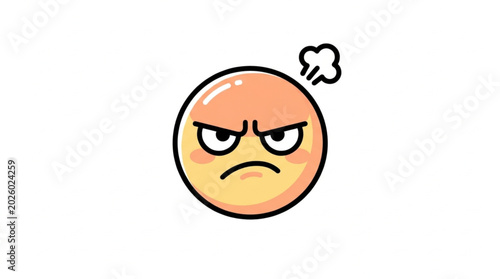 Принти на полотні Angry Emoji Face Expressing Frustration and Displeasure.