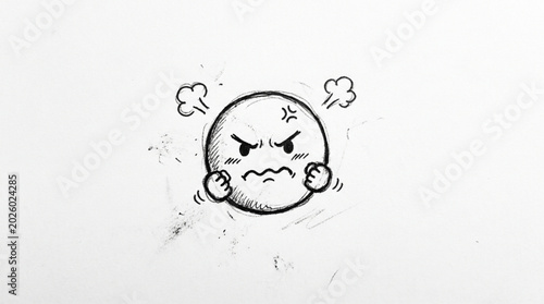 Tableau sur toile Angry cartoon face with steam coming out of ears.