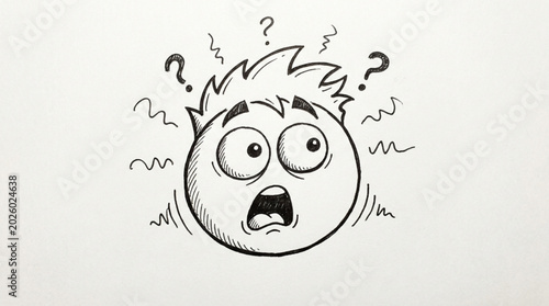 Bild auf Leinwand Cartoon face with question marks and worried expression.