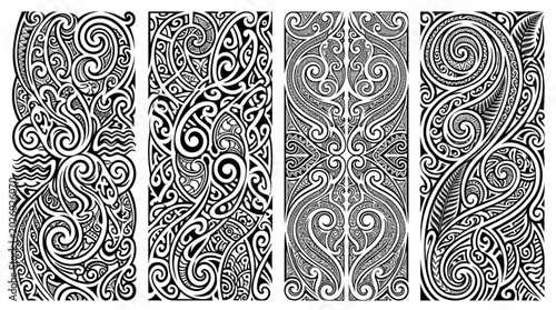 Billede på lærred Intricate Celtic Knotwork Patterns in Black and White.