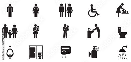 Принти на полотні Public restroom and WC icon set