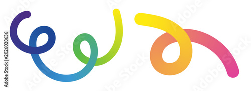 Foto Two separate curved gradient line segments with vibrant rainbow color spectrum