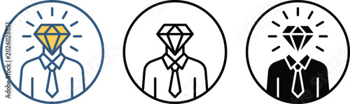 Fotografie Premium human resources and valuable employee concept icon set with circle diamo