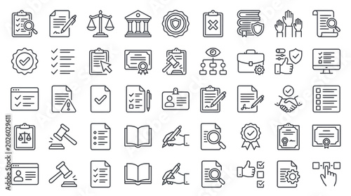 Konstfotografi Compliance web icons in line style