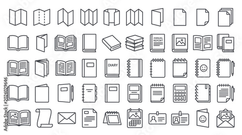 Foto Brochure line icons set