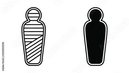 Foto Mummy and sarcophagus silhouette icons