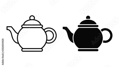 Fotografija Black and white teapot icon pair with handles