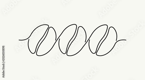Photos Minimalist continuous line drawing of three coffee beans.
