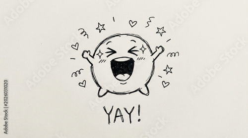 Canvas-taulu Cute cartoon character shouting yay with excitement.