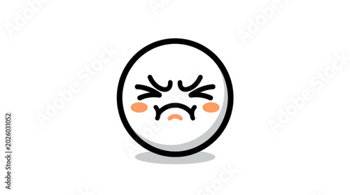 Foto Cute Cartoon Face Expressing Anger and Frustration.