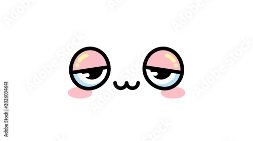 Tableau sur toile Cute sleepy cartoon face with blushing cheeks.