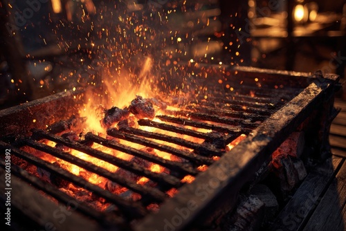 Vintage Charcoal Grill Under Night Stars
