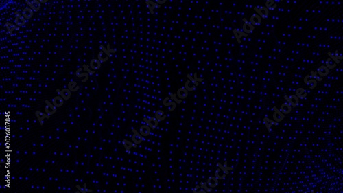 Abstract blue dot pattern with a dark background and a sense of depth