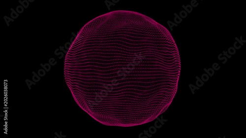 Abstract 3D animation of a pink spherical wireframe structure