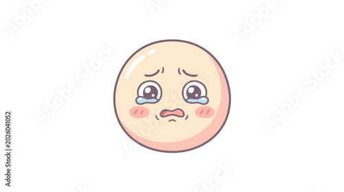 Fotografía Sad crying emoji face with blush cheeks and large eyes.