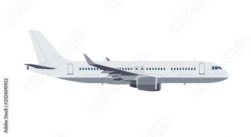 Minimalist Side View Illustration of a Commercial Passenger Airplane