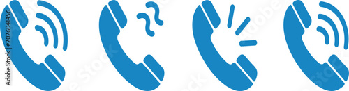 Foto Phone Call Icon Collection Featuring Incoming, Outgoing, Ringing, and Communicat
