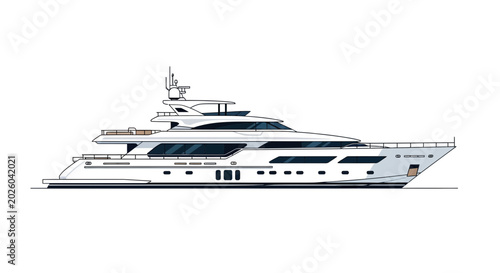 Foto Side View Illustration of a Modern Luxury Superyacht