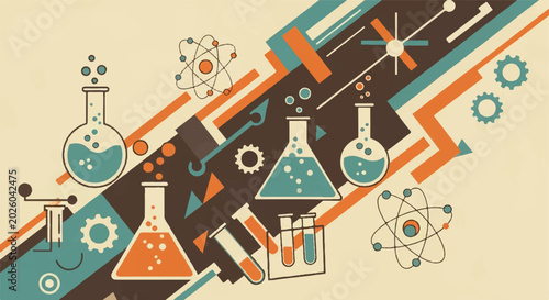 Foto Science illustration chemistry experiment research technology background