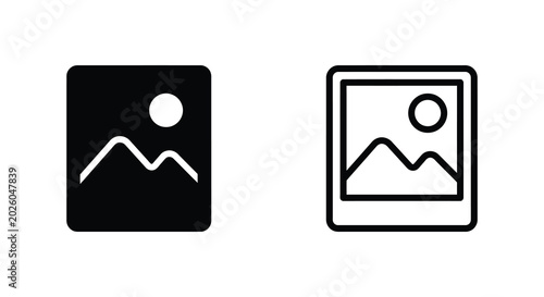 picture frame icon with landscape silhouette