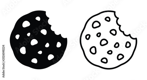 Chocolate chip cookies with a bite taken out silhouette