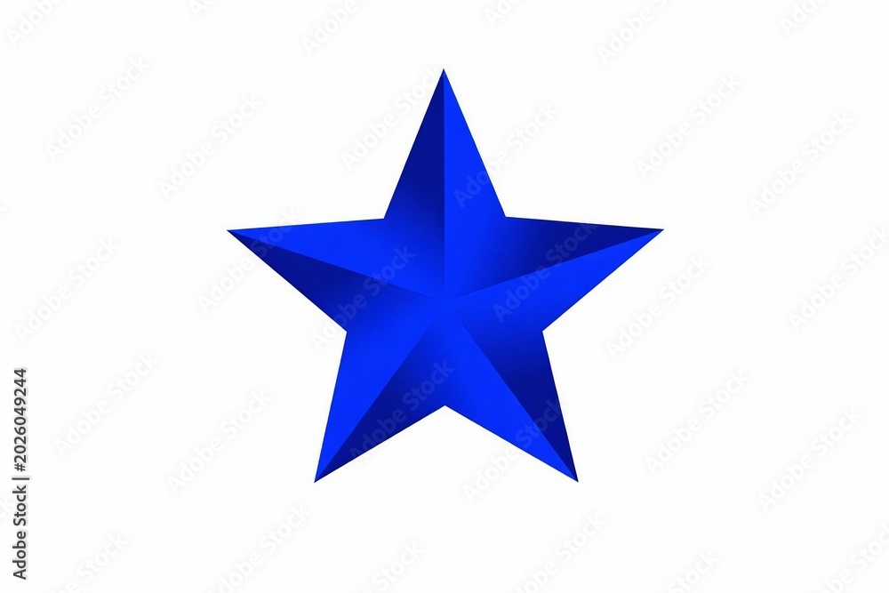 Obraz premium Bright blue 3d star shape with shiny metallic reflection