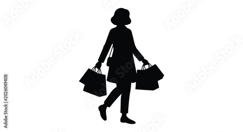 woman with shopping bags silhouette