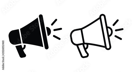 Tableau sur toile Megaphone icons in black silhouette