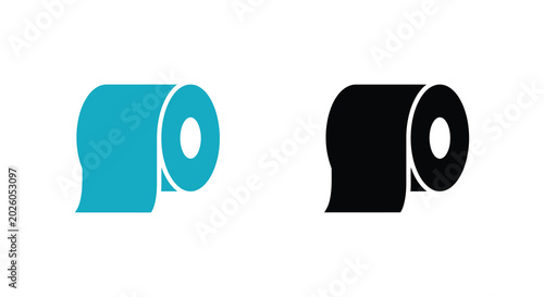 Toilet paper roll with empty core teal and black silhouette
