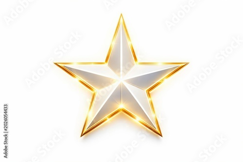 Shiny golden five-pointed star with reflective highlights