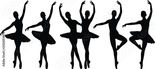 Foto Ballerina Ballet Dancer Silhouette Pose Vector Collection