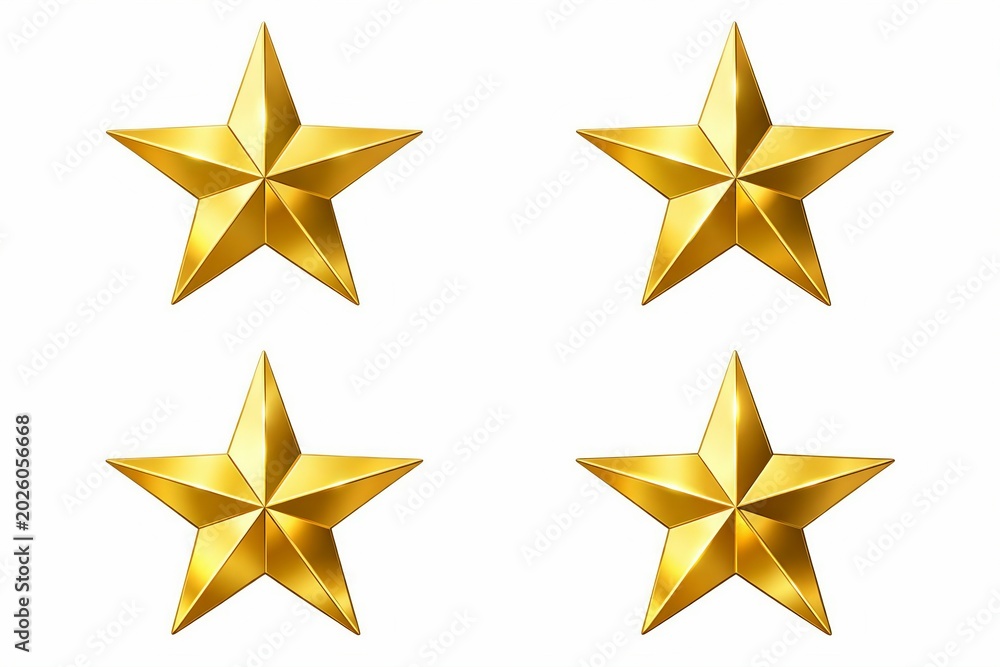 Obraz premium Shiny golden five-pointed star icon with reflective highlights in 3d style