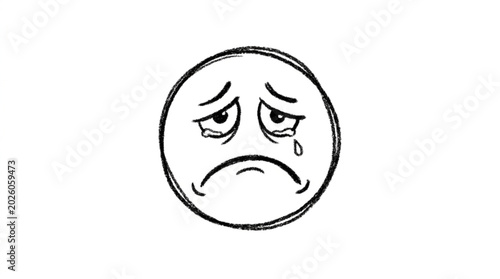 Obraz na plátně Sad Face Emoji Crying Tears of Sadness Emotion.