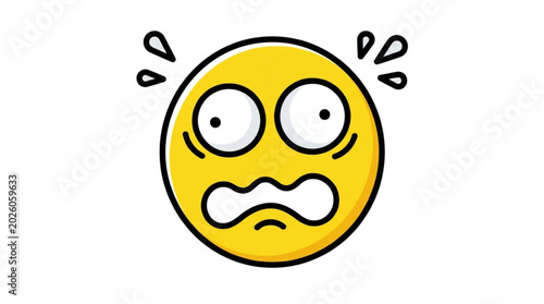 Tableau sur toile Scared Emoji Face with Wide Eyes and Sweat Drops.