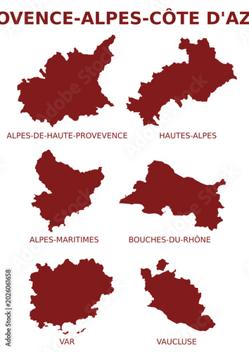 Vector Map of departments of Provence-Alpes-Côte d'Azur region, France