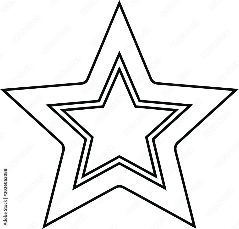 Obraz premium Black outline of a five pointed star with a smaller star inside