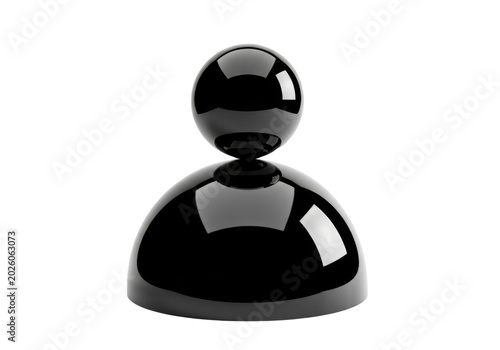 Abstract 3d black glossy user icon isolated on transparent background