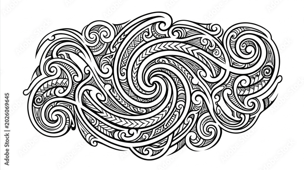Fototapeta premium Maori Tribal Swirl Pattern Design.