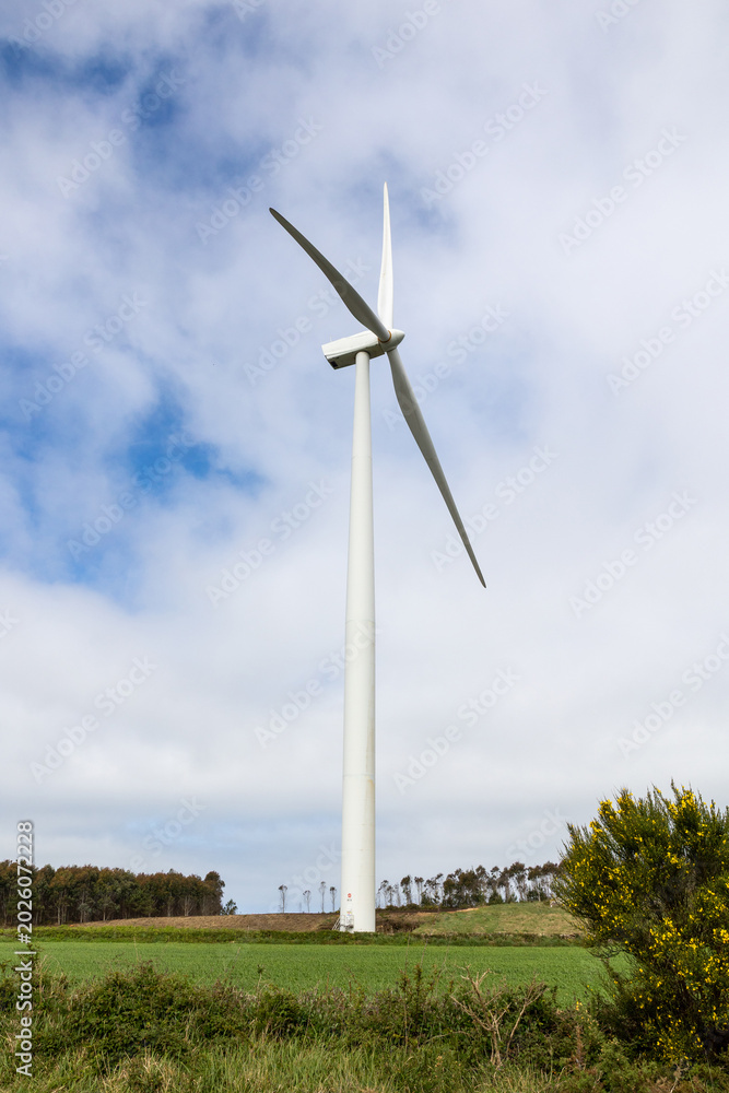 Fototapeta premium Wind turbine generating electricity using clean renewable energy