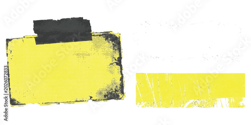 Quadro su tela A yellow paper note with black tape and a distressed texture with an additional
