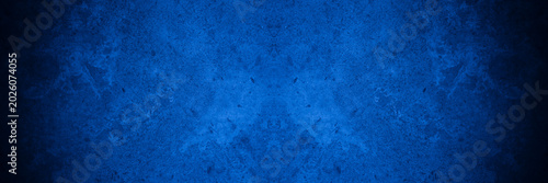 Old wall pattern texture cement blue dark abstract  blue color design are light with black gradient background.