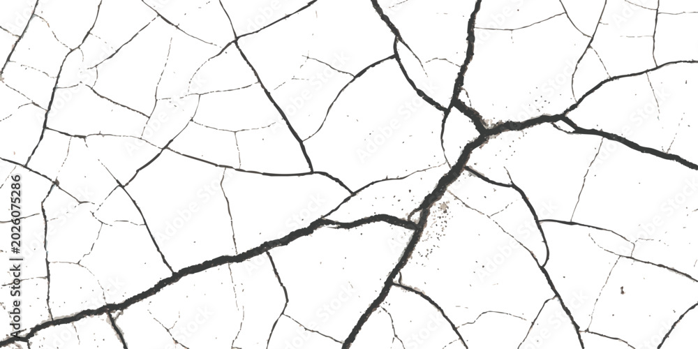 Obraz premium Black and white abstract texture with deep cracks and broken surface lines pattern