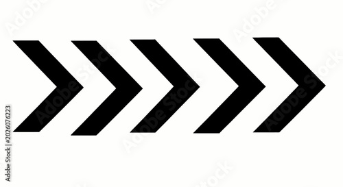 Fotografía Dynamic graphic element featuring multiple black chevron arrows pointing right,