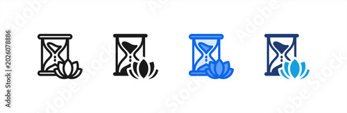 Photography Patience Practice Hourglass Lotus Icon multiple style collection