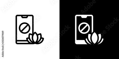 Foto Digital Detox Smartphone No Sign Icon concept with flat Black White Background