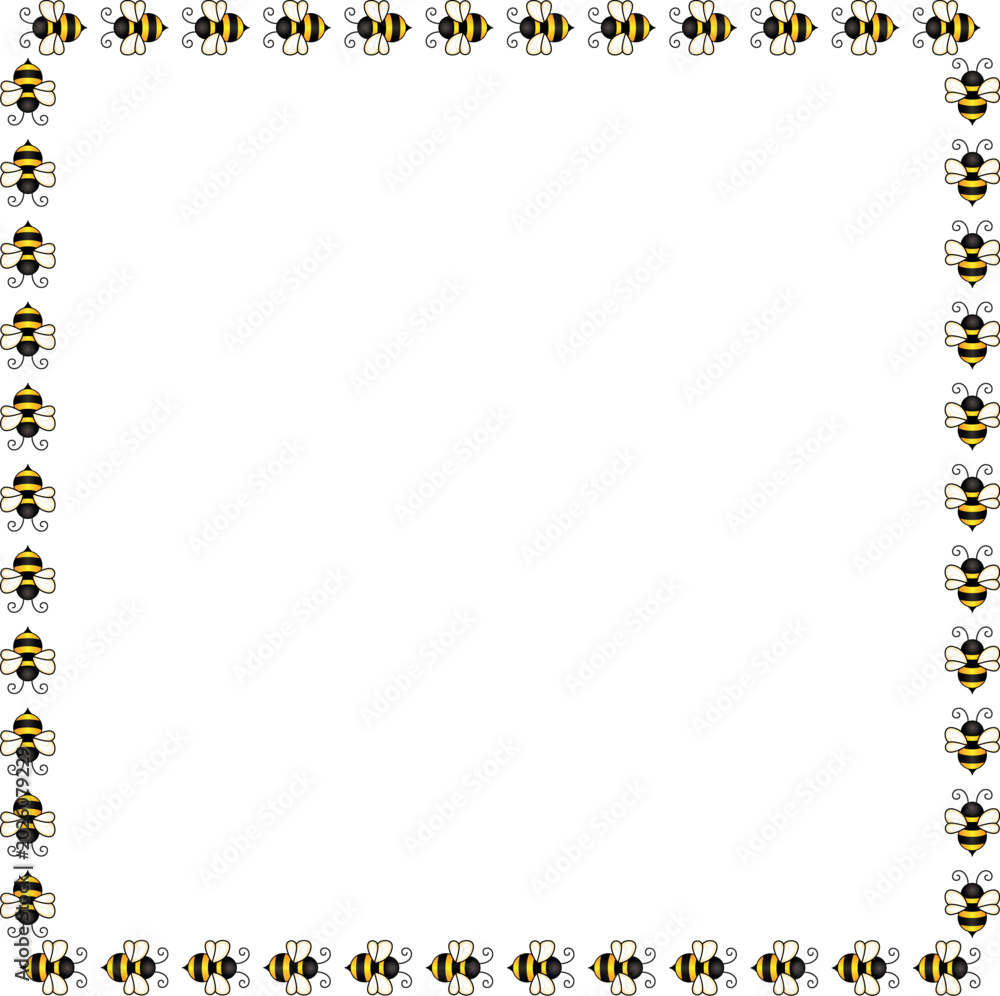 Fototapeta premium Cute soft green note paper with bees background