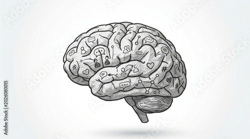 Bild auf Leinwand Detailed illustration of a human brain with anatomical labels.