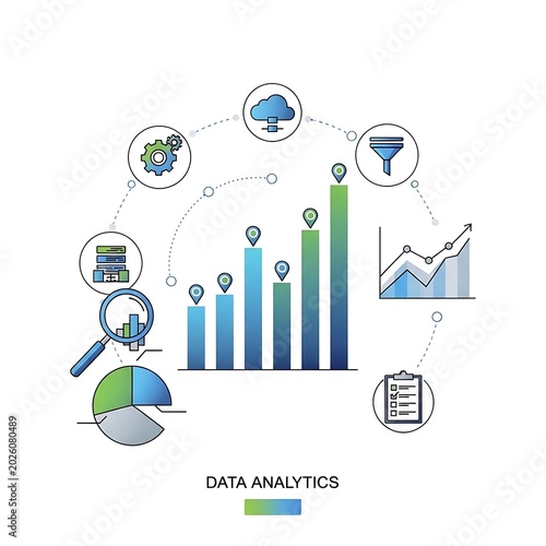 Data analytics and business intelligence concept illustration