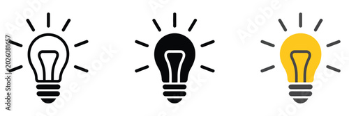 Fotografia Light bulb icon idea symbol representing electric lamp, electric power sign, shi