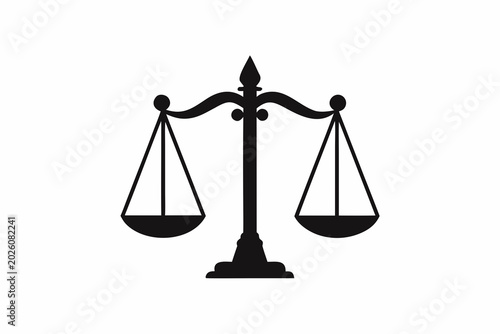 Fotografie justice scale icon black silhouette on white background